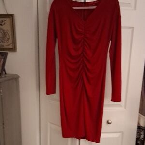 Narciso Rodriguez Vibrant Red Long Sleeve Dress